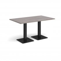 Rectangular Café Table | 1400 x 800mm | 725mm High | Grey Oak | Square Black Steel Bases | Brescia