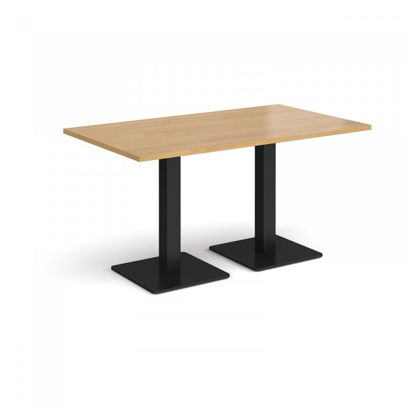 Rectangular Café Table | 1400 x 800mm | 725mm High | Oak | Square Black Steel Bases | Brescia