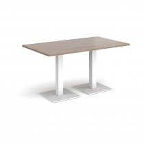 Rectangular Café Table | 1400 x 800mm | 725mm High | Barcelona Walnut | Square White Steel Bases | Brescia