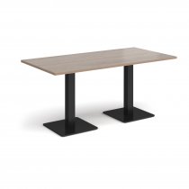 Rectangular Café Table | 1600 x 800mm | 725mm High | Barcelona Walnut | Square Black Steel Bases | Brescia
