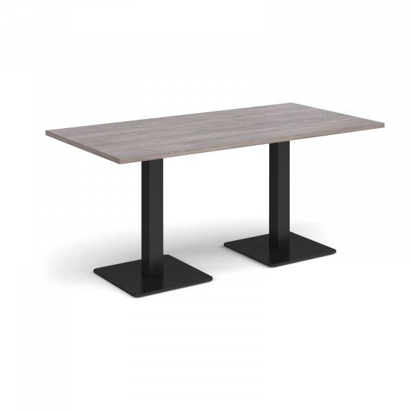 Rectangular Café Table | 1600 x 800mm | 725mm High | Grey Oak | Square Black Steel Bases | Brescia