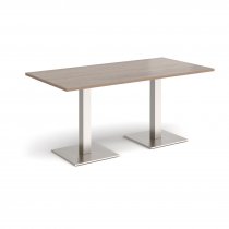 Rectangular Café Table | 1600 x 800mm | 725mm High | Barcelona Walnut | Square Brushed Steel Bases | Brescia