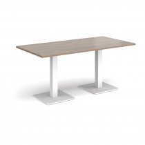 Rectangular Café Table | 1600 x 800mm | 725mm High | Barcelona Walnut | Square White Steel Bases | Brescia