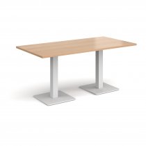 Rectangular Café Table | 1600 x 800mm | 725mm High | Beech | Square White Steel Bases | Brescia