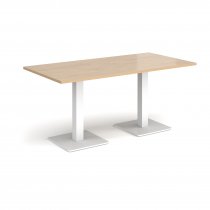 Rectangular Café Table | 1600 x 800mm | 725mm High | Kendal Oak | Square White Steel Bases | Brescia