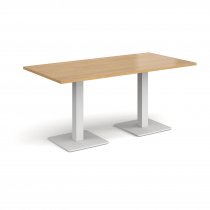 Rectangular Café Table | 1600 x 800mm | 725mm High | Oak | Square White Steel Bases | Brescia