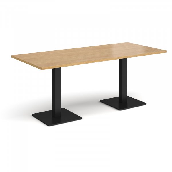 Rectangular Café Table | 1800 x 800mm | 725mm High | Oak | Square Black Steel Bases | Brescia