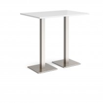 Rectangular Poseur Table | 1200 x 800mm | 1100mm High | White | Square Brushed Steel Bases | Brescia