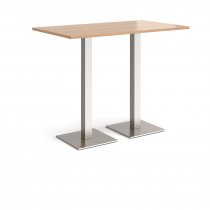 Rectangular Poseur Table | 1400 x 800mm | 1100mm High | Beech | Square Brushed Steel Bases | Brescia