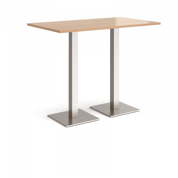 Rectangular Poseur Table | 1400 x 800mm | 1100mm High | Beech | Square Brushed Steel Bases | Brescia
