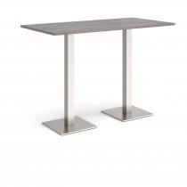 Rectangular Poseur Table | 1600 x 800mm | 1100mm High | Grey Oak | Square Brushed Steel Bases | Brescia
