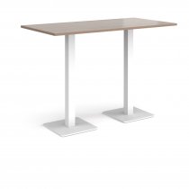 Rectangular Poseur Table | 1600 x 800mm | 1100mm High | Barcelona Walnut | Square White Steel Bases | Brescia