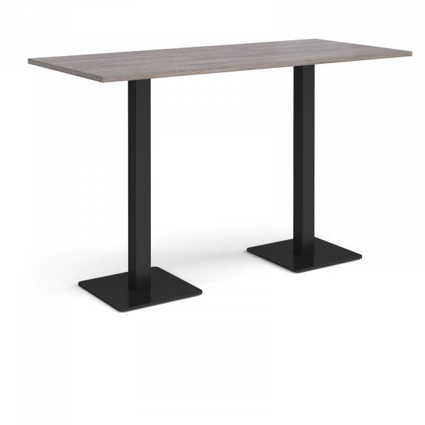 Rectangular Poseur Table | 1800 x 800mm | 1100mm High | Grey Oak | Square Black Steel Bases | Brescia