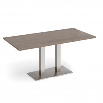 Café Table | 1600 x 800mm | 725mm High | Barcelona Walnut | Brushed Steel Base | Eros