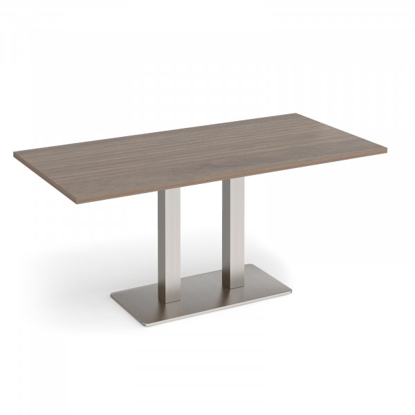 Café Table | 1600 x 800mm | 725mm High | Barcelona Walnut | Brushed Steel Base | Eros