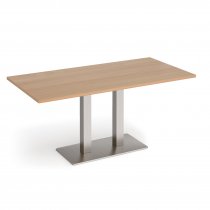 Café Table | 1600 x 800mm | 725mm High | Beech | Brushed Steel Base | Eros