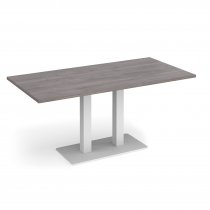 Café Table | 1600 x 800mm | 725mm High | Grey Oak | White Base | Eros