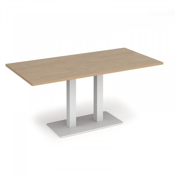 Café Table | 1600 x 800mm | 725mm High | Kendal Oak | White Base | Eros