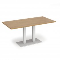 Café Table | 1600 x 800mm | 725mm High | Oak | White Base | Eros