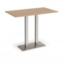 Poseur Table | 1400 x 800mm | 1100mm High | Beech | Brushed Steel Base | Eros