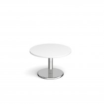 Circular Coffee Table | 800 x 800mm | 490mm High | White | Round Chrome Base | Pisa