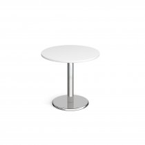 Circular Café Table | 800 x 800mm | 725mm High | White | Round Chrome Base | Pisa