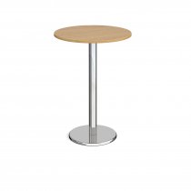 Circular Poseur Table | 800 x 800mm | 1110mm High | Oak | Round Chrome Base | Pisa