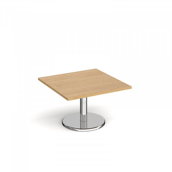 Square Coffee Table | 800 x 800mm | 490mm High | Oak | Round Chrome Base | Pisa