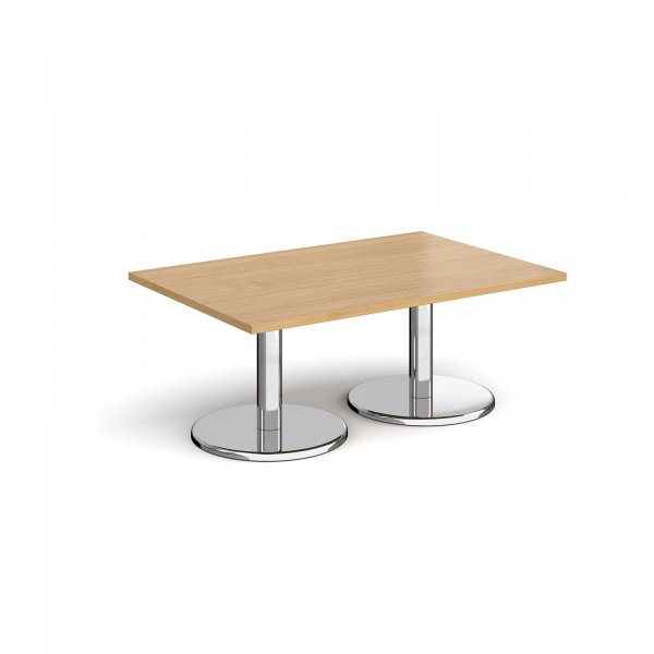 Rectangular Coffee Table | 1200 x 800mm | 490mm High | Oak | Round Chrome Base | Pisa