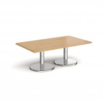 Rectangular Coffee Table | 1400 x 800mm | 490mm High | Oak | Round Chrome Base | Pisa