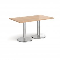 Rectangular Café Table | 1400 x 800mm | 725mm High | Beech | Round Chrome Base | Pisa