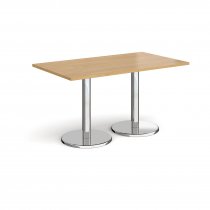 Rectangular Café Table | 1400 x 800mm | 725mm High | Oak | Round Chrome Base | Pisa