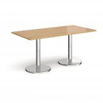 Rectangular Café Table | 1600 x 800mm | 725mm High | Oak | Round Chrome Base | Pisa