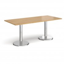 Rectangular Café Table | 1800 x 800mm | 725mm High | Oak | Round Chrome Base | Pisa
