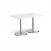 Rectangular Café Table | 1200 x 800mm | 725mm High | White | Round Chrome Base | Pisa