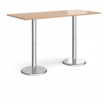 Rectangular Poseur Table | 1800 x 800mm | 1110mm High | Beech | Round Chrome Base | Pisa