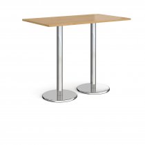 Rectangular Poseur Table | 1400 x 800mm | 1110mm High | Oak | Round Chrome Base | Pisa