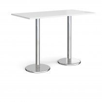 Rectangular Poseur Table | 1600 x 800mm | 1110mm High | White | Round Chrome Base | Pisa