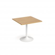 Square Café Table | 800 x 800mm | 750mm High | Oak | White Trumpet Base | Genoa