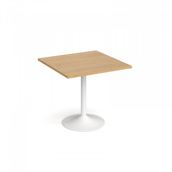 Square Café Table | 800 x 800mm | 750mm High | Oak | White Trumpet Base | Genoa