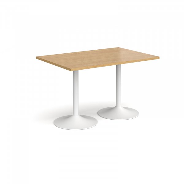 Rectangular Café Table | 1200 x 800mm | 725mm High | Oak | White Trumpet Base | Genoa