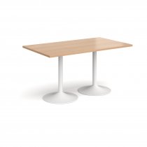 Rectangular Café Table | 1400 x 800mm | 725mm High | Beech | White Trumpet Base | Genoa
