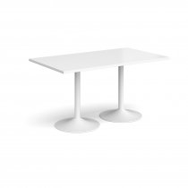 Rectangular Café Table | 1400 x 800mm | 725mm High | White | White Trumpet Base | Genoa