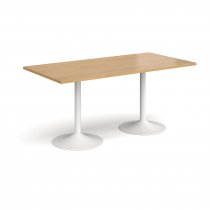 Rectangular Café Table | 1600 x 800mm | 725mm High | Oak | White Trumpet Base | Genoa