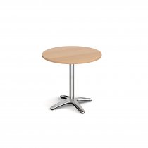 Circular Café Table | 800 x 800mm | 725mm High | Beech | Chrome Pedestal Base | Roma