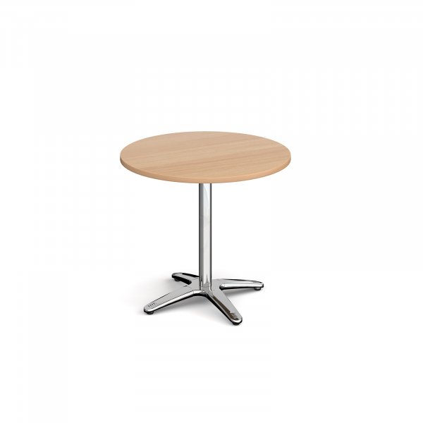 Circular Café Table | 800 x 800mm | 725mm High | Beech | Chrome Pedestal Base | Roma