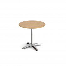 Circular Café Table | 800 x 800mm | 725mm High | Oak | Chrome Pedestal Base | Roma