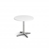 Circular Café Table | 800 x 800mm | 725mm High | White | Chrome Pedestal Base | Roma