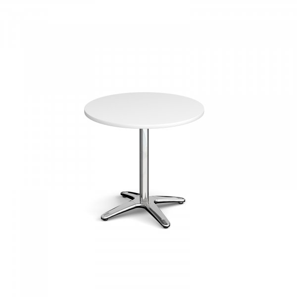 Circular Café Table | 800 x 800mm | 725mm High | White | Chrome Pedestal Base | Roma
