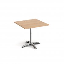 Square Café Table | 800 x 800mm | 725mm High | Beech | Chrome Pedestal Base | Roma